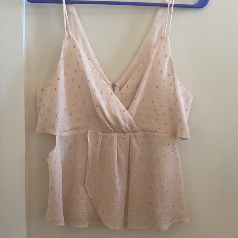 baby pink and metallic top